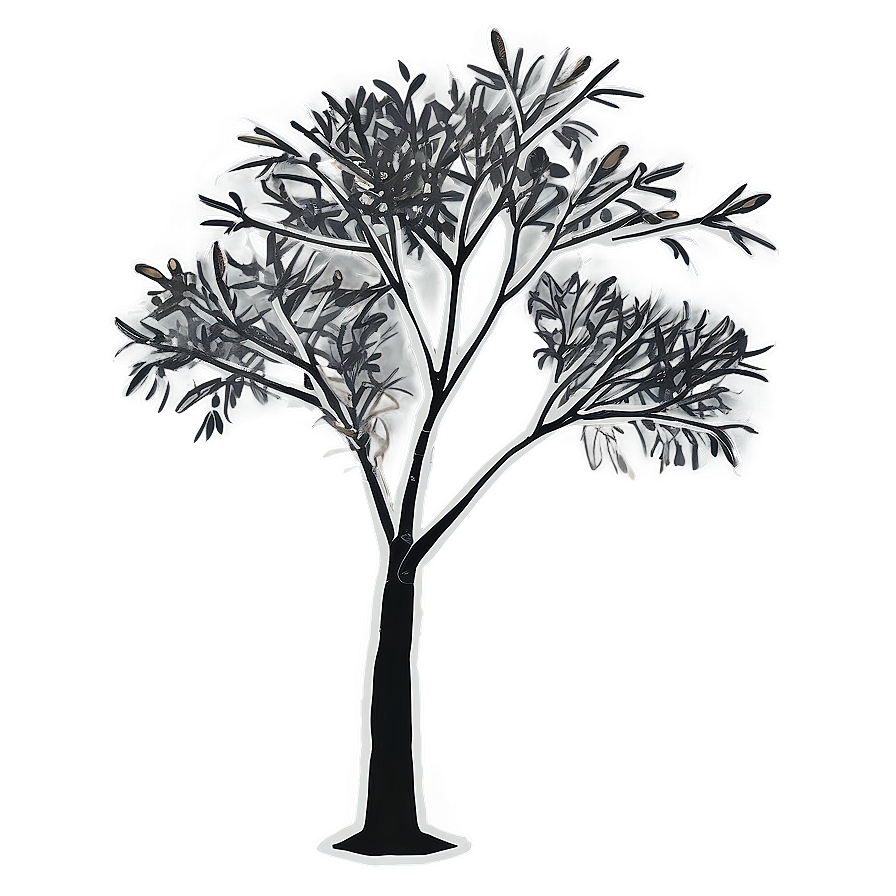 Black And White Tree With Sparse Leaves Png 06252024 PNG Image