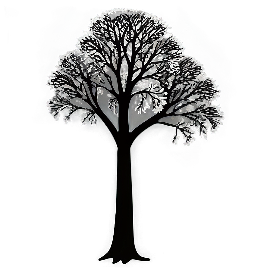 Black And White Tree With Thick Trunk Png Vmd PNG Image