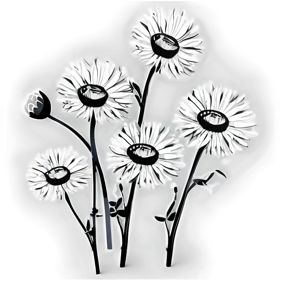 Black And White Wildflowers Png 06282024 PNG Image