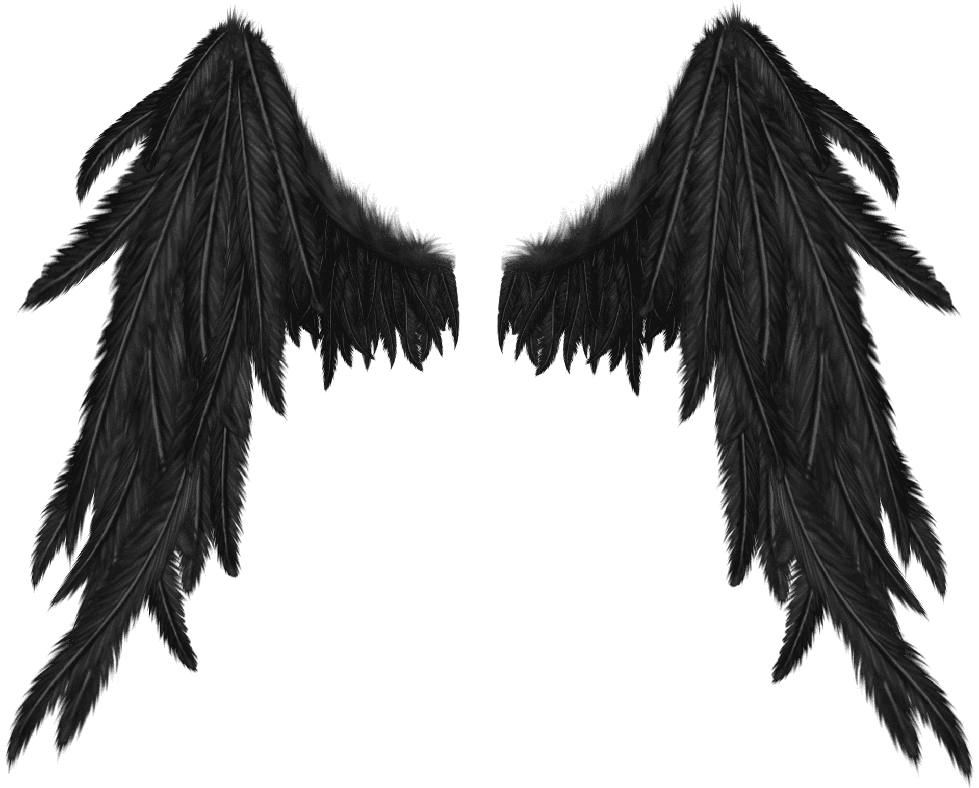 Black Angel Wings Spread PNG Image