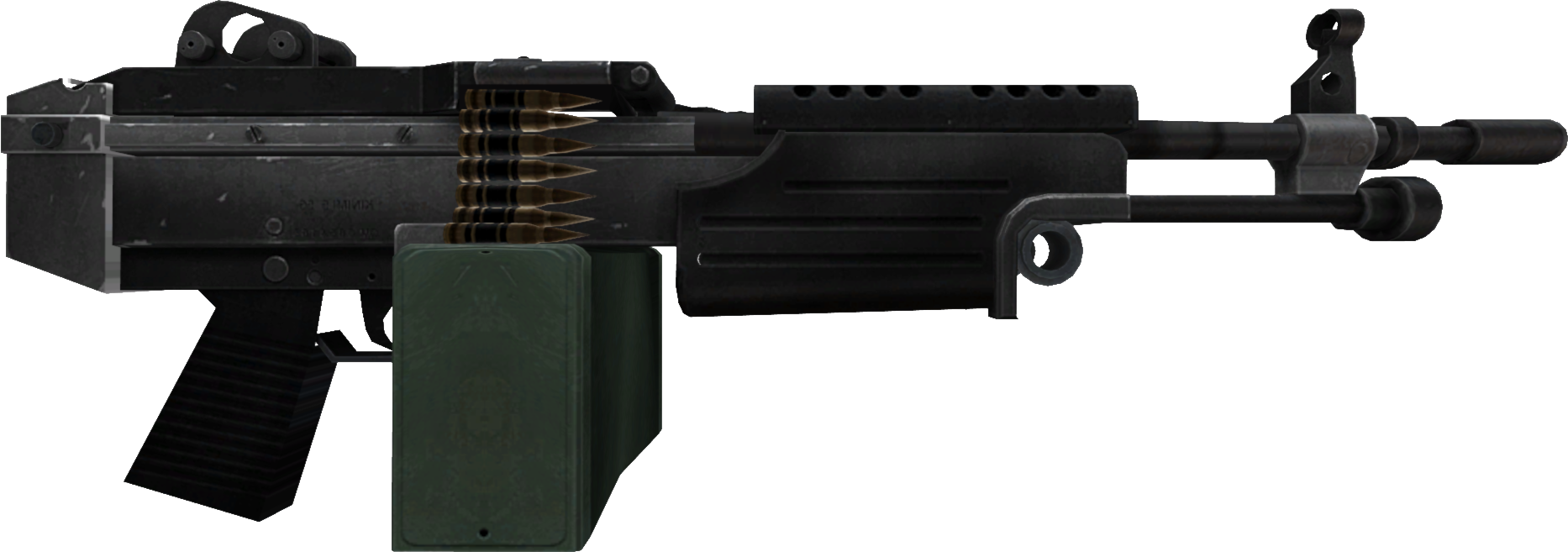 Black Assault Rifle Isolated PNG Image