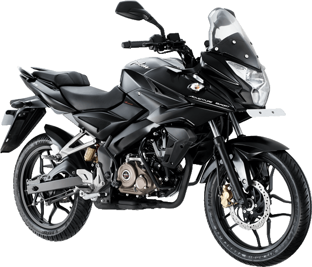 Black Bajaj Pulsar Motorcycle Studio Shot PNG Image