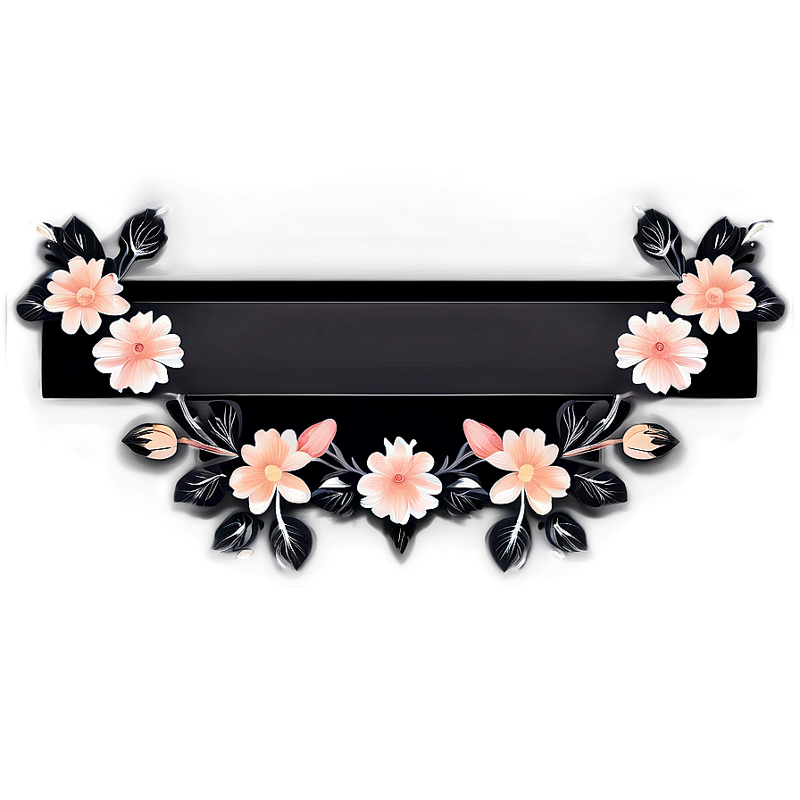 Black Banner With Floral Design Png Icn66 PNG Image