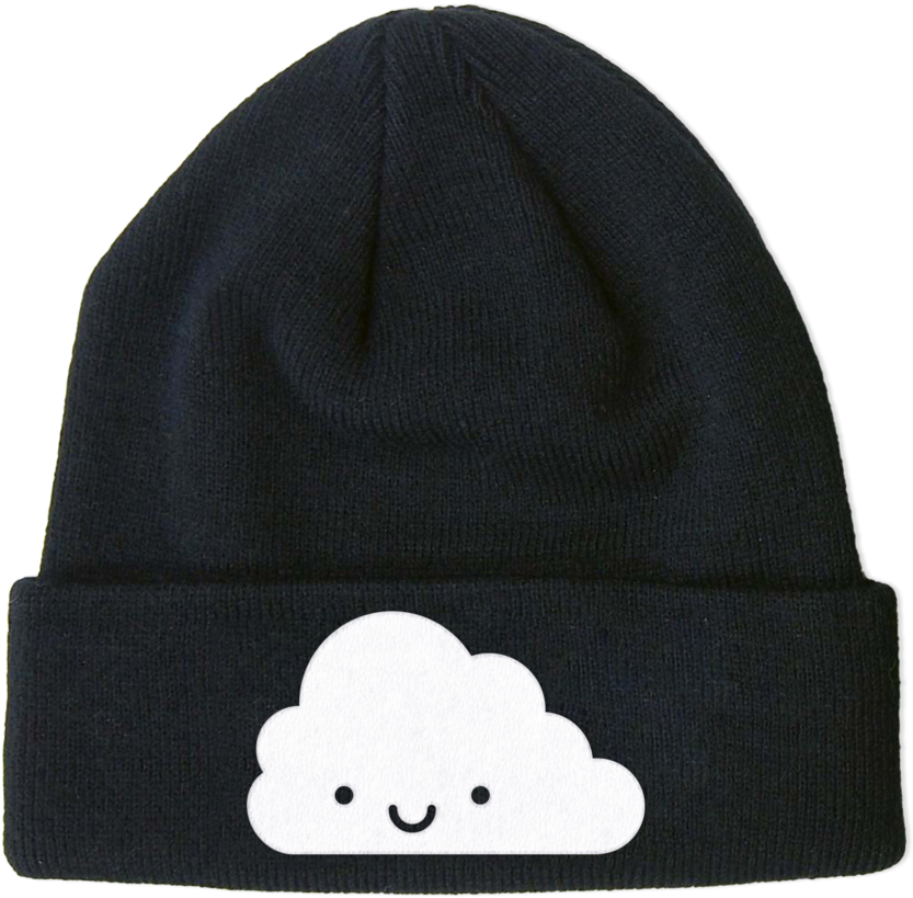 Black Beanie Cute Cloud Design PNG Image