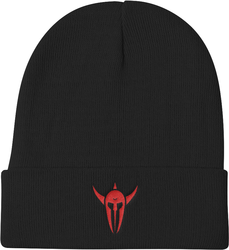 Black Beanie Red Logo Design PNG Image