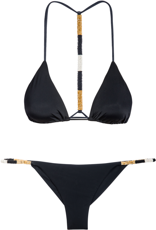 Black Bikiniwith Gold Details PNG Image