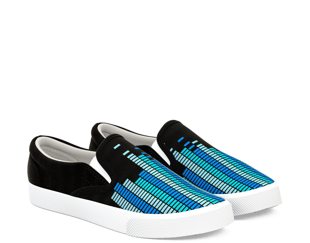 Black Blue Grid Slip On Sneakers PNG Image