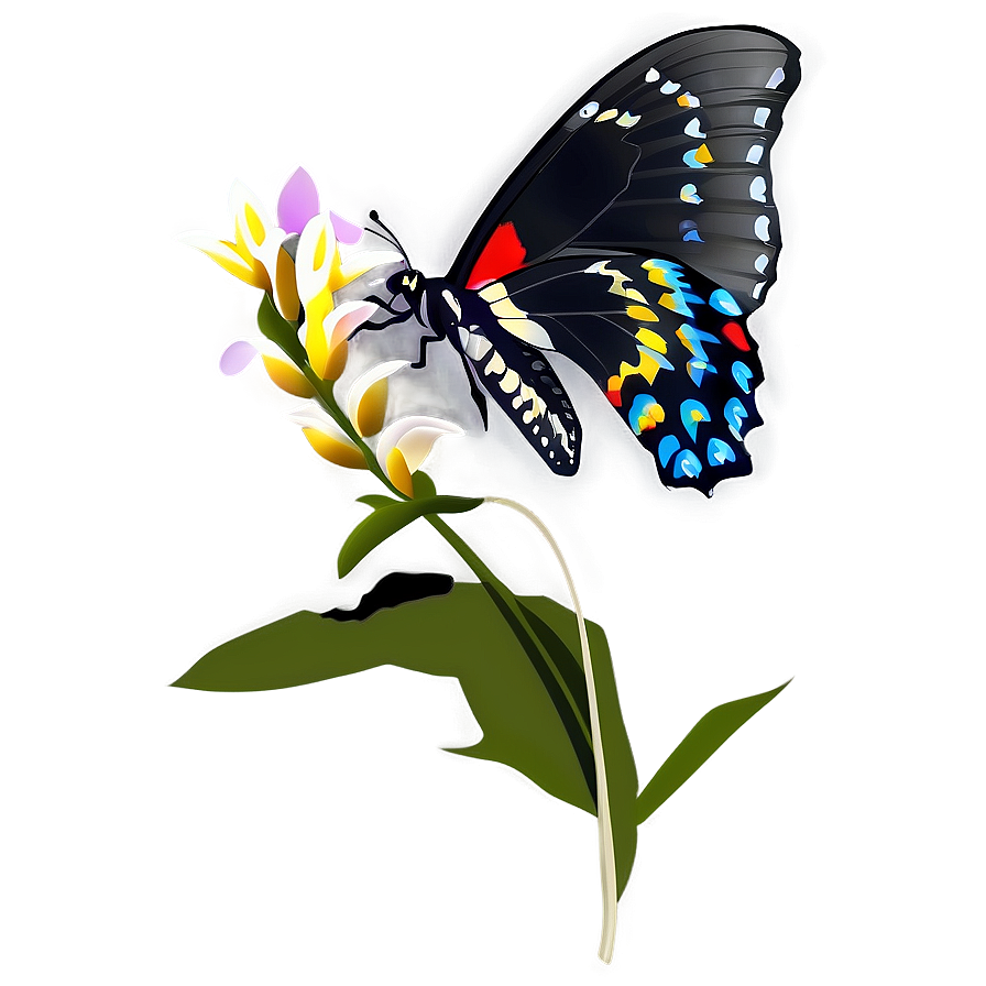 Black Butterfly On Flower Png 06252024 PNG Image