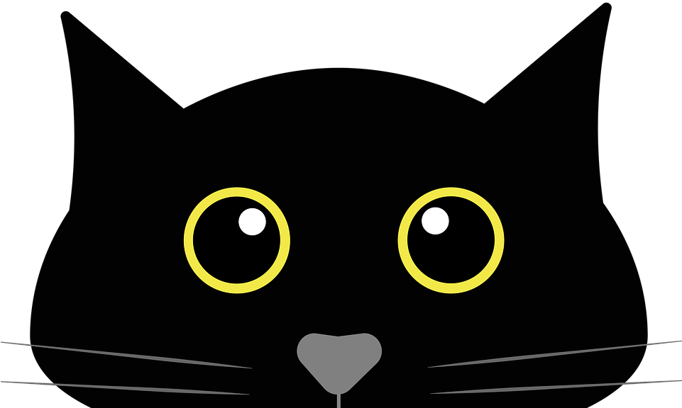 Black Cat Cartoon Portrait PNG Image