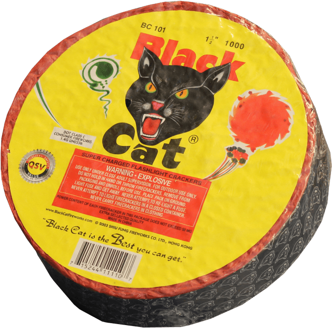 Black Cat Firecrackers Packaging PNG Image