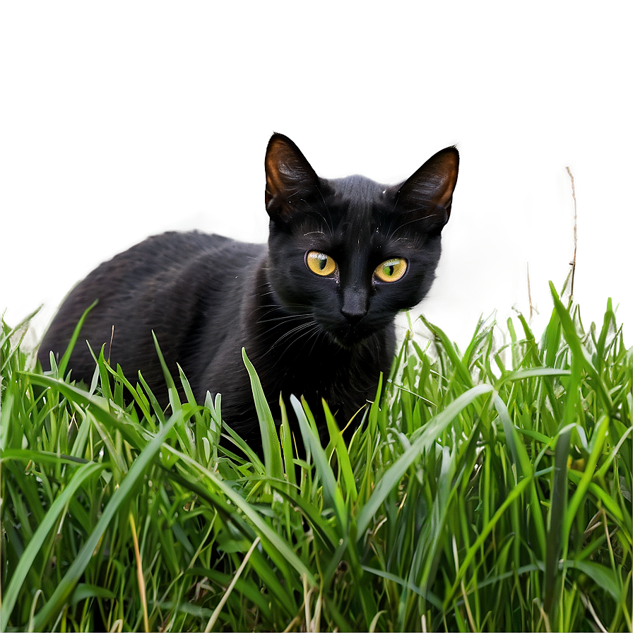 Black Cat In Grass Png 47 PNG Image