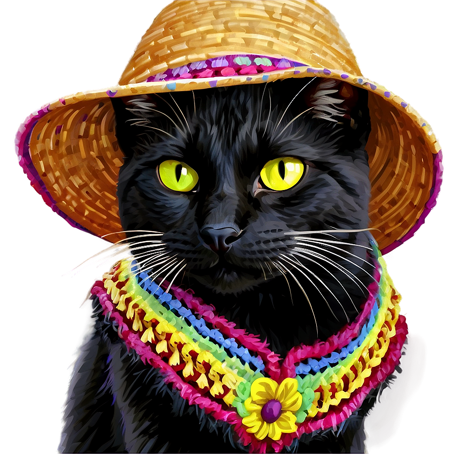 Black Cat With Hat Png 77 PNG Image