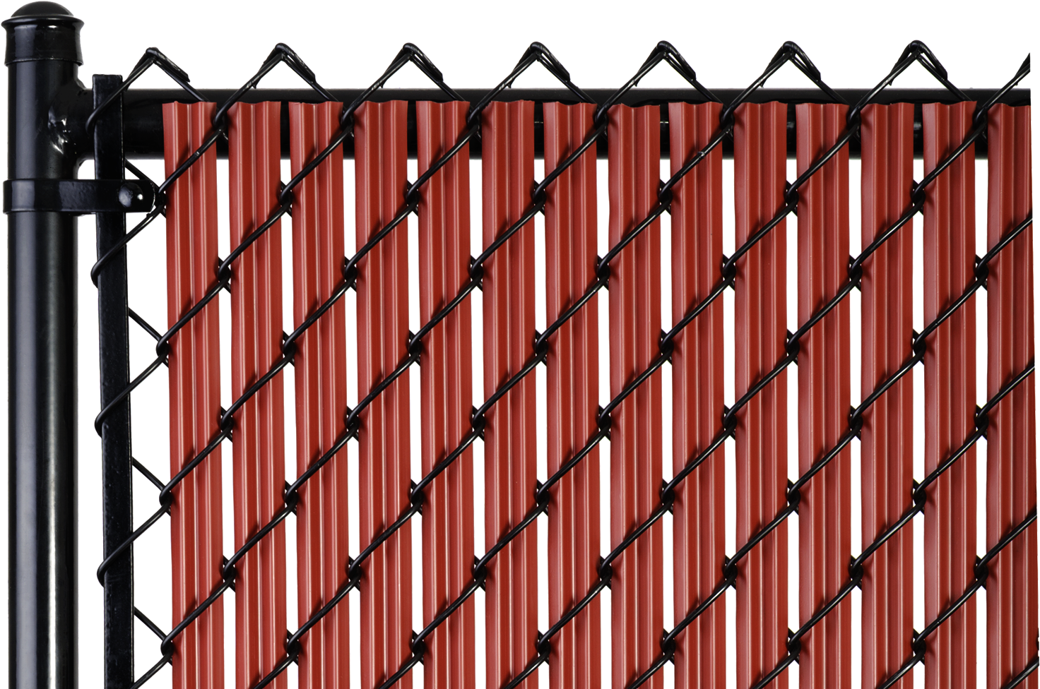 Black Chain Link Fencewith Privacy Slats PNG Image