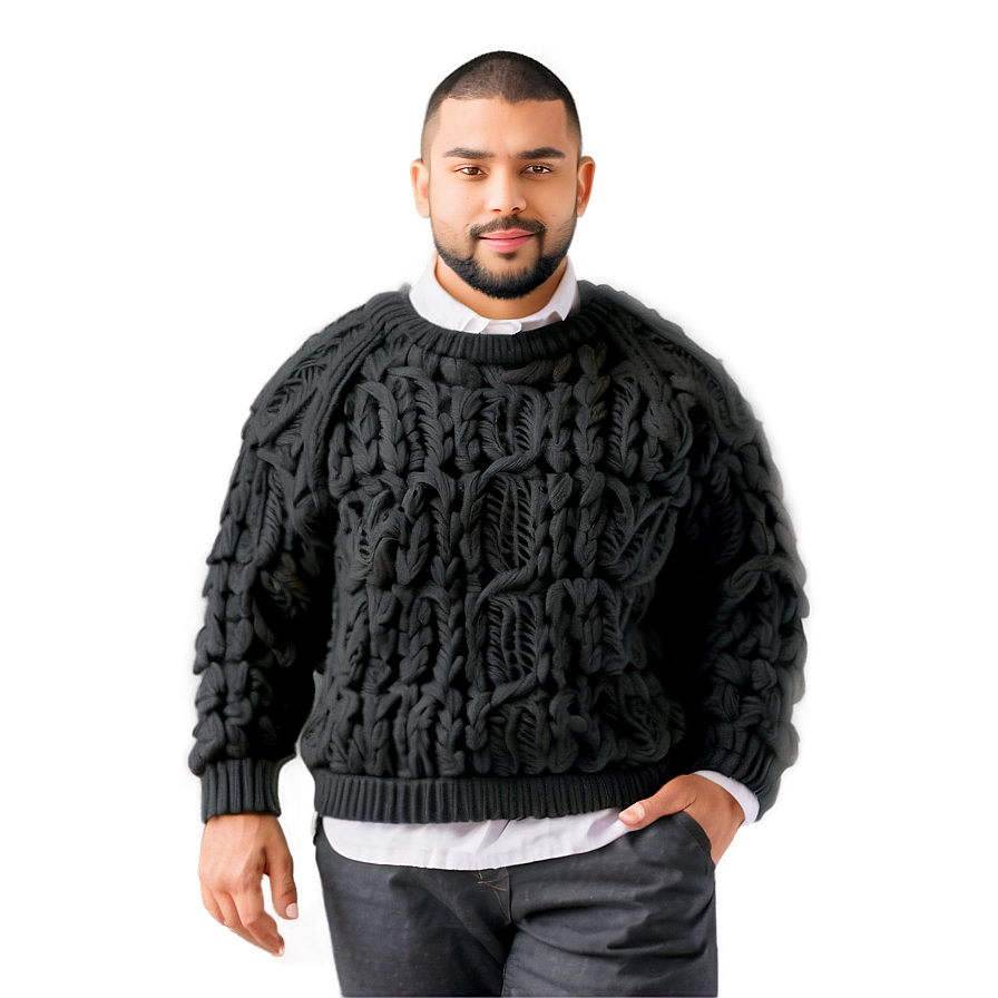 Black Chunky Sweater Png 46 PNG Image