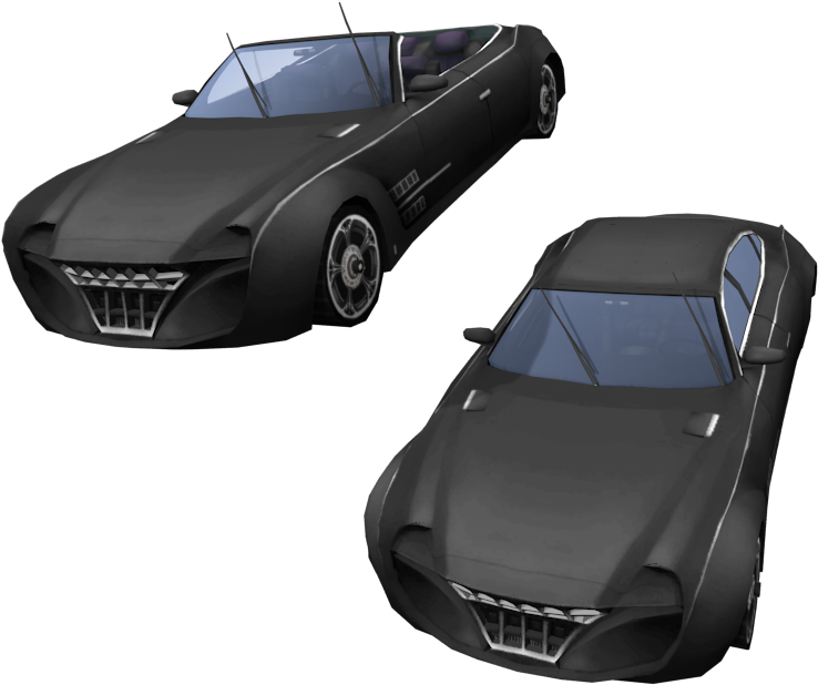 Black Convertible Sports Car3 D Model PNG Image