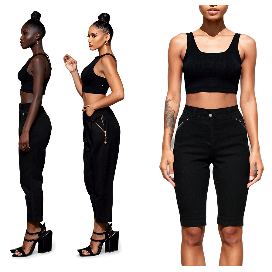 Black Crop Top Outfit Png Bpl22 PNG Image