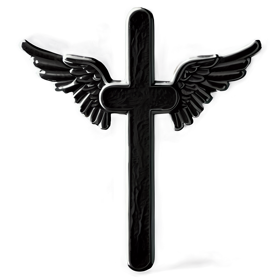 Black Cross With Angel Wings Png Vea24 PNG Image