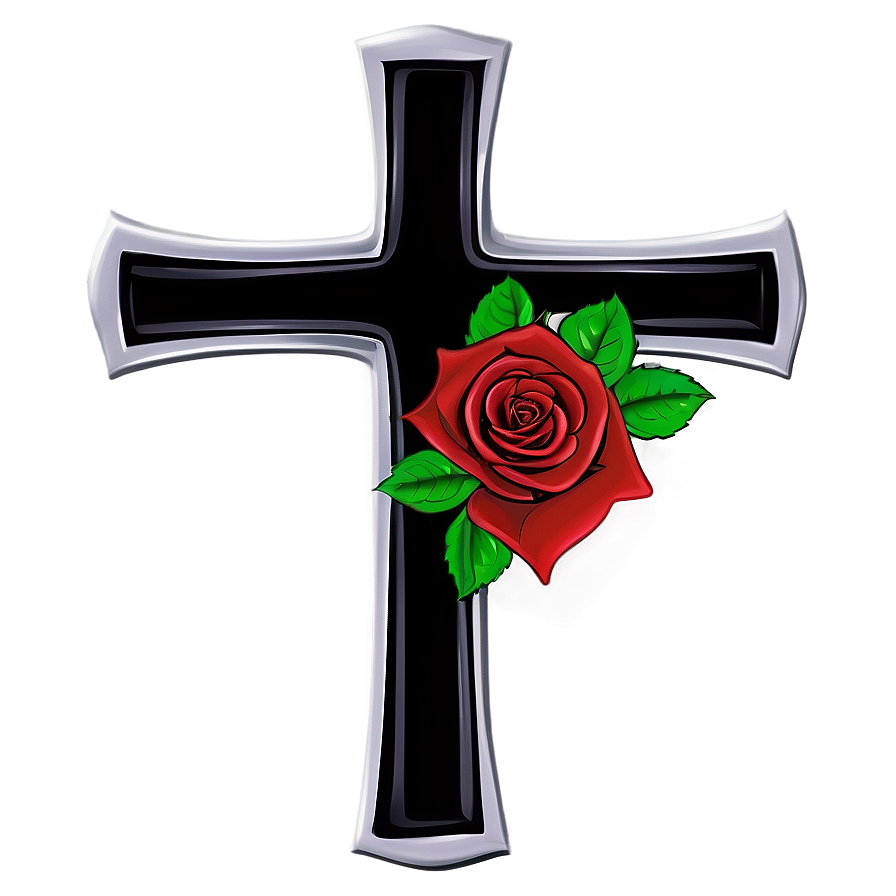 Black Cross With Roses Png 48 PNG Image