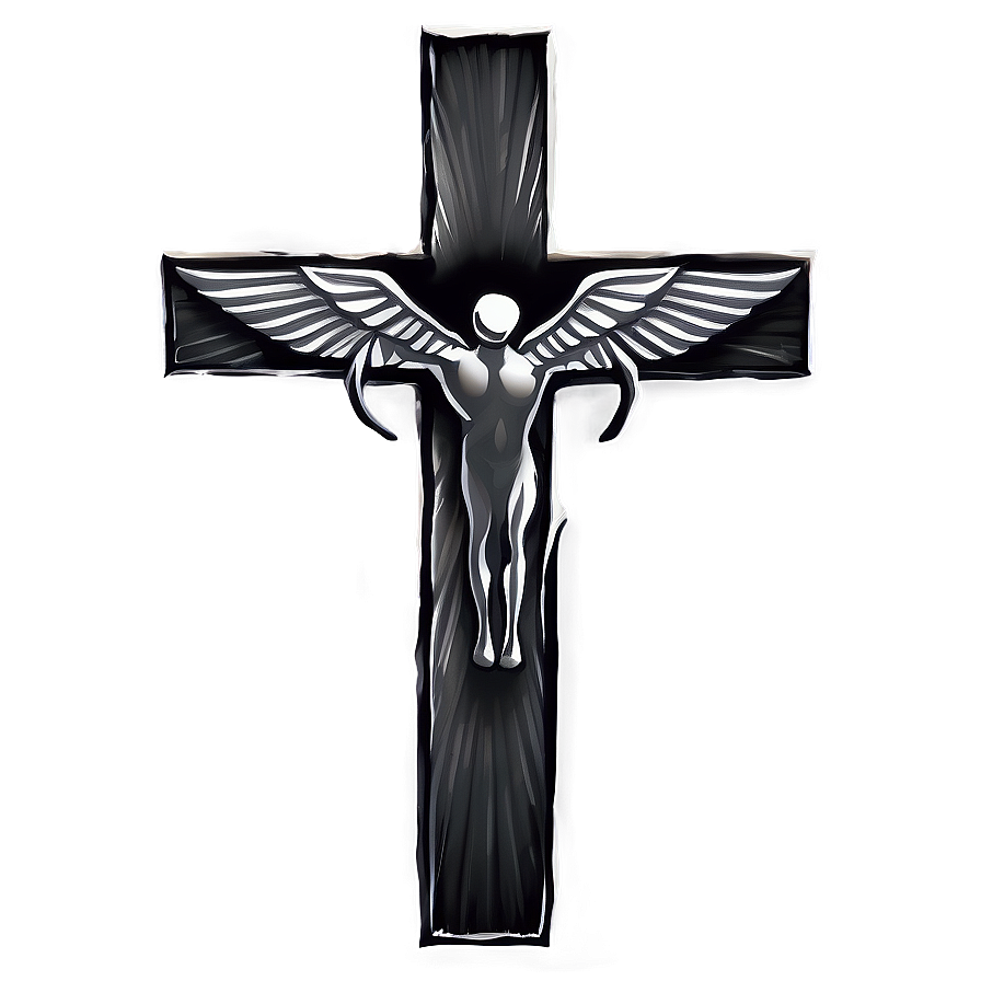 Black Cross With Wings Png Mre PNG Image