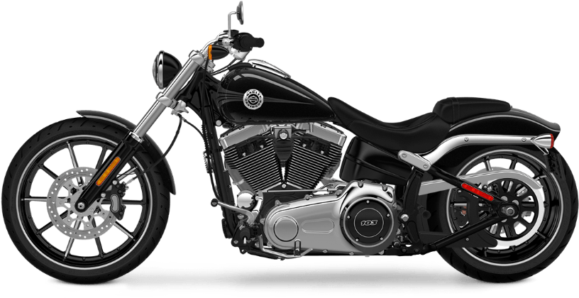 Black Cruiser Motorcycle Profile PNG Image