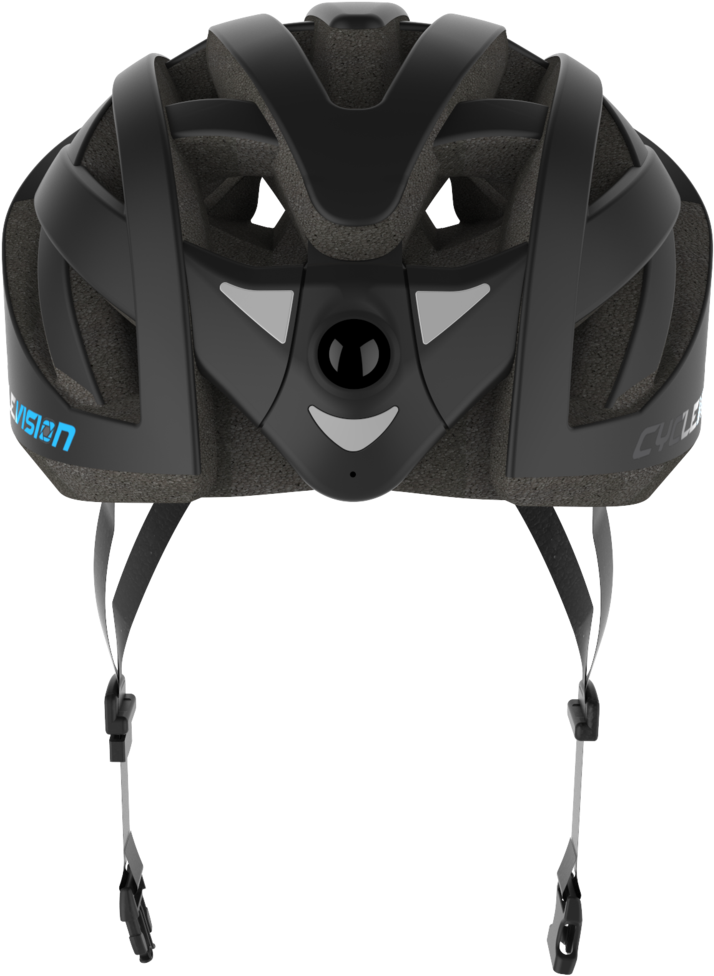 Black Cycling Helmet Top View PNG Image