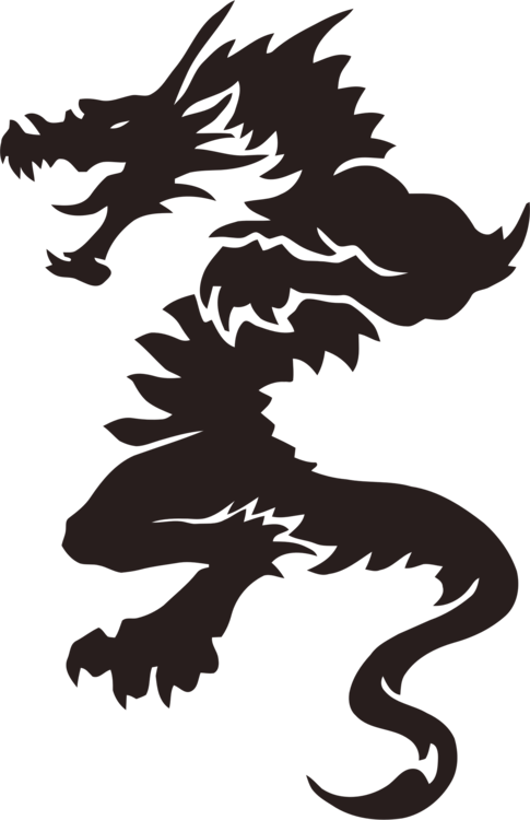 Black Dragon Silhouette Tattoo Design PNG Image