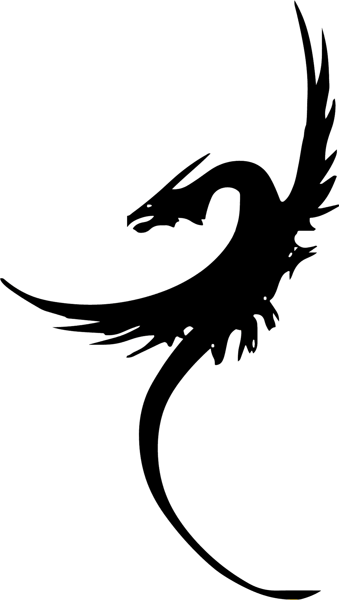 Black Dragon Silhouette Tattoo Design PNG Image