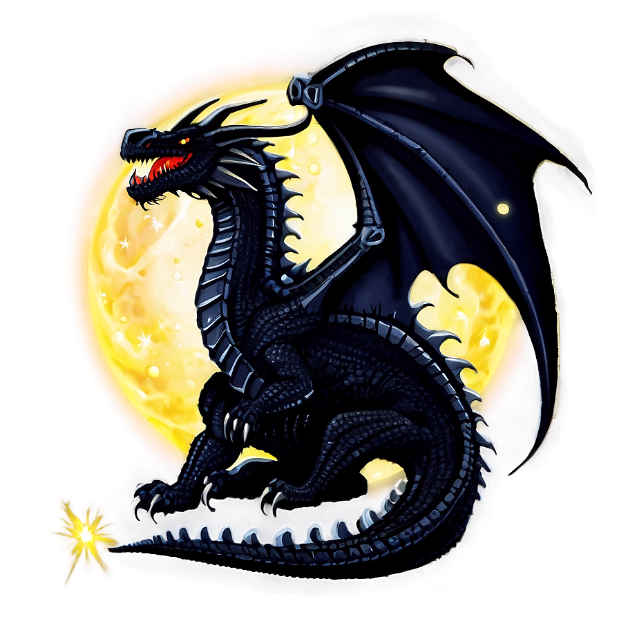 Black Dragon Under Starry Night Png 06252024 PNG Image