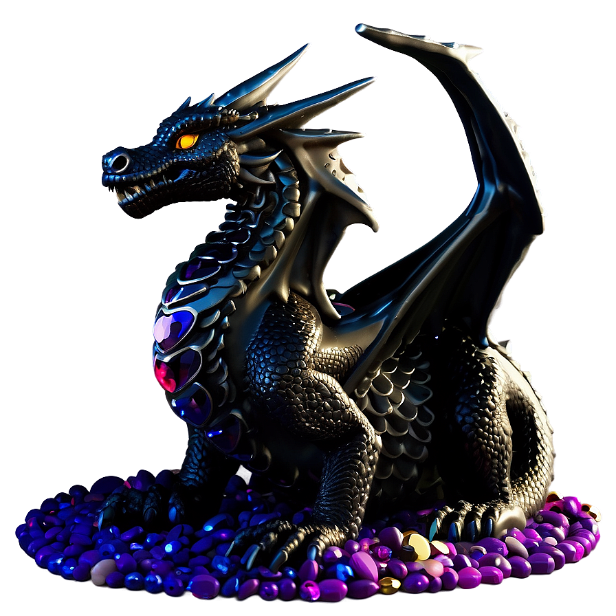 Black Dragon With Gemstones Png Ucb15 PNG Image