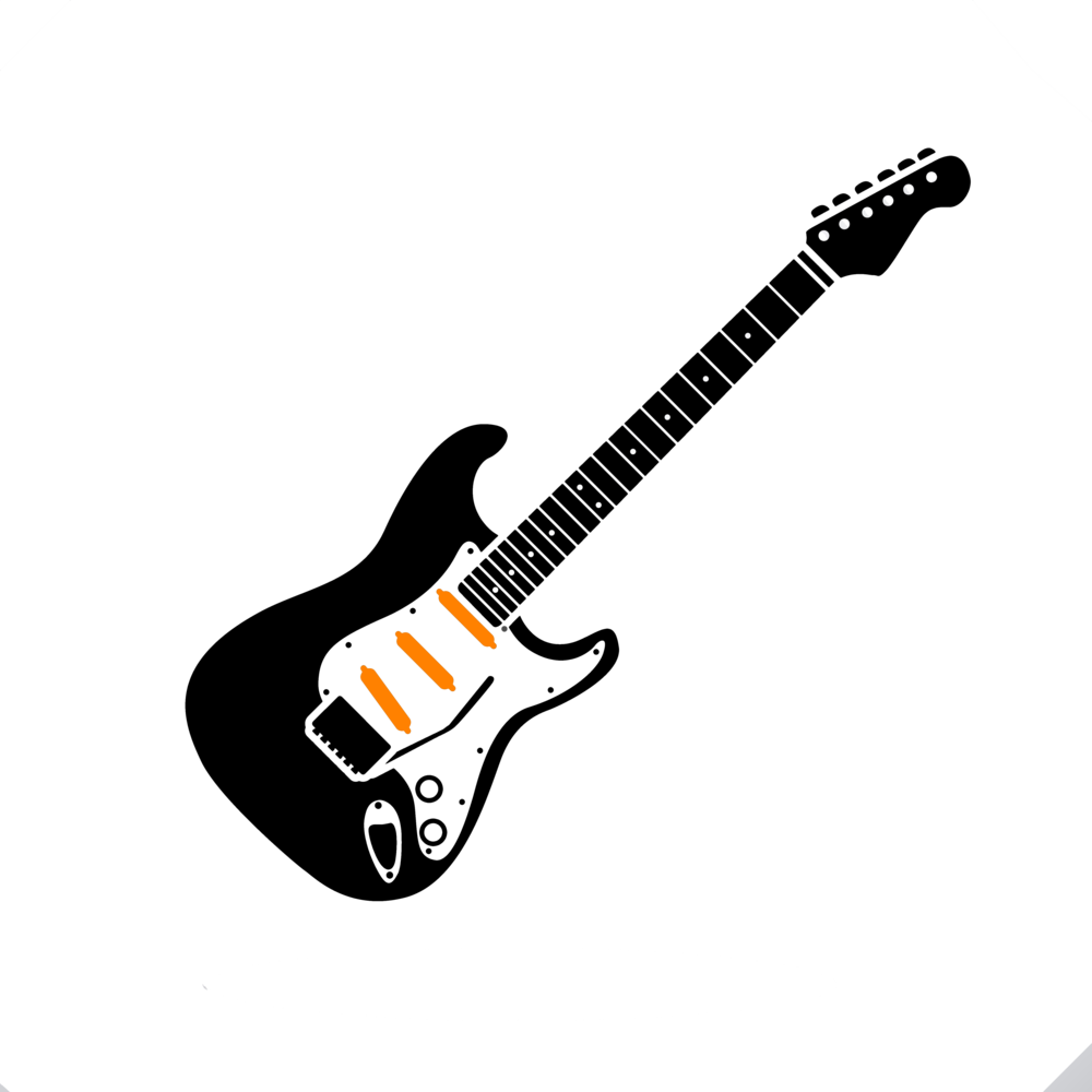 Black Electric Guitar Illustration PNG Image