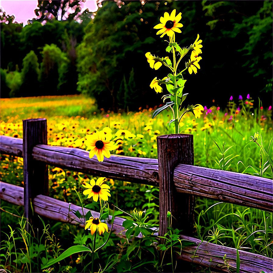 Black Eyed Susan Fence Line Png 67 PNG Image