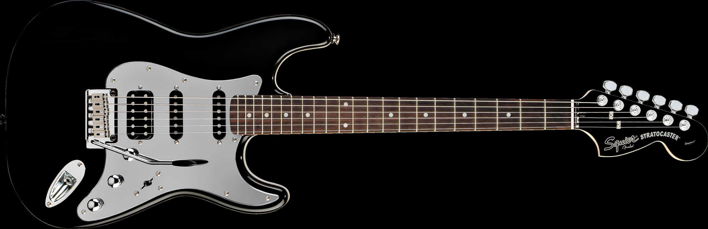 Black Fender Stratocaster Guitar PNG Image