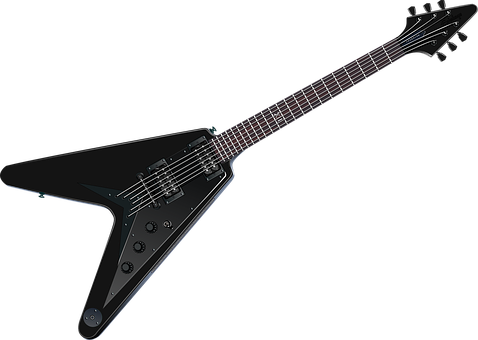 Black Flying V Electric Guitar PNG Image