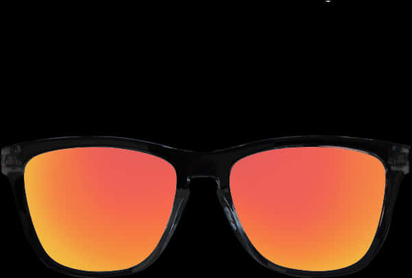 Black Frame Sunglasseswith Orange Gradient Lenses PNG Image