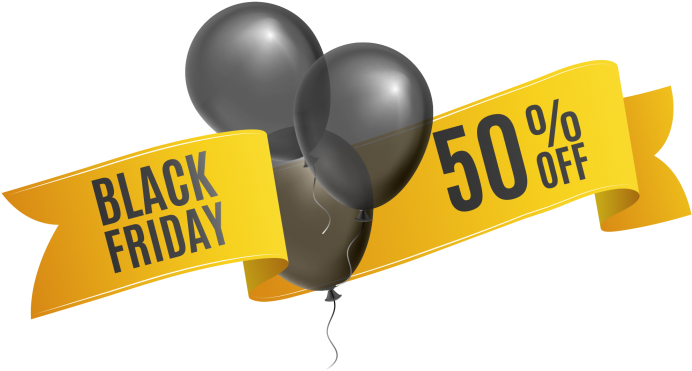 Black Friday Sale Balloons50 Percent Off PNG Image