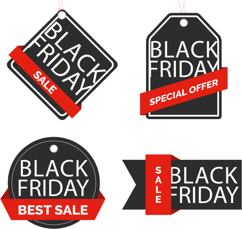 Black Friday Sale Tags Vector PNG Image