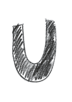 Black Furry U Letter PNG Image