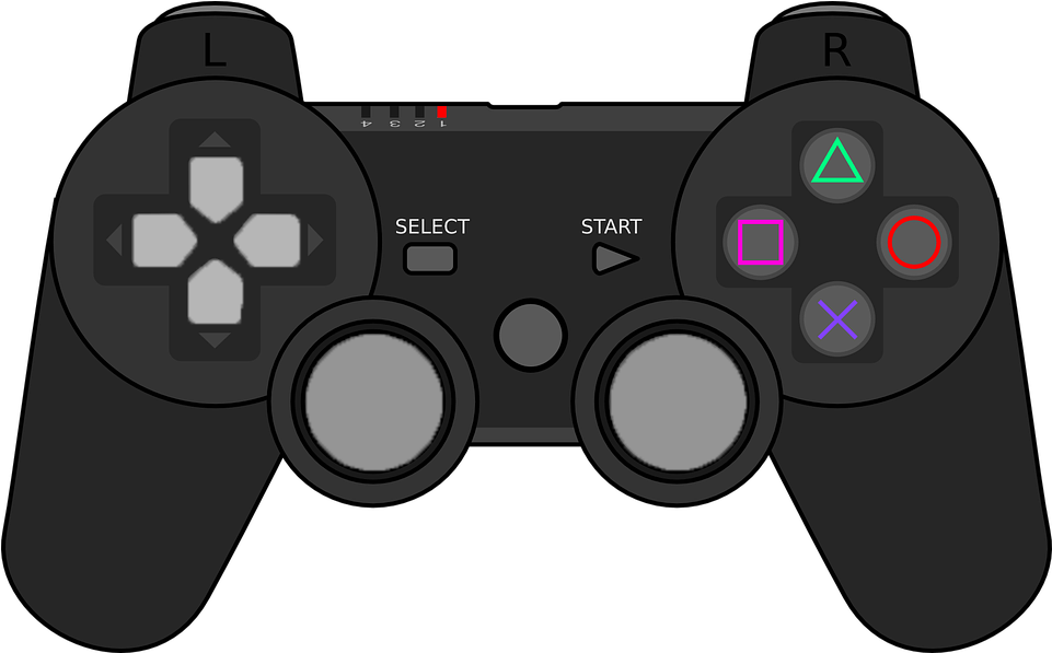 Black Game Controller Vector Illustration PNG Image