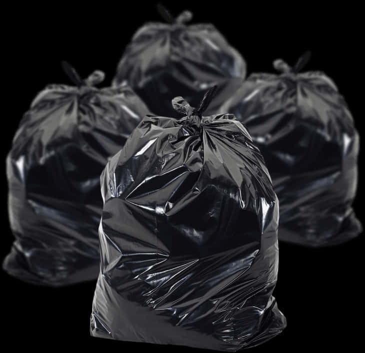 Black Garbage Bagson Dark Background PNG Image