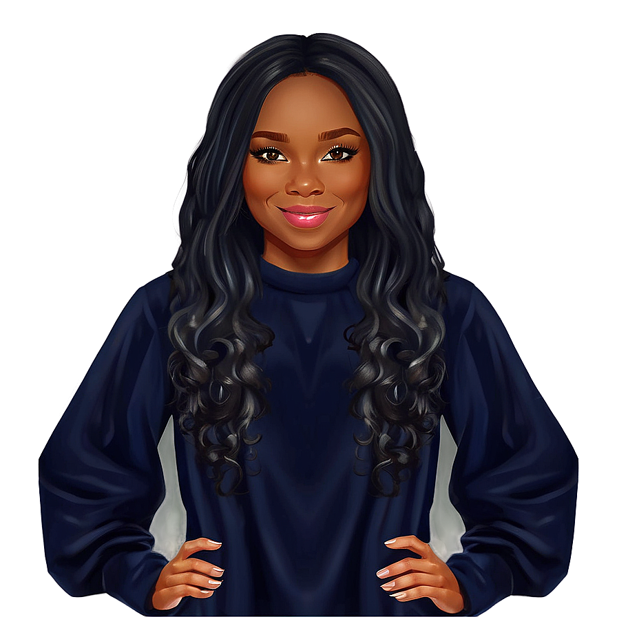 Black Girl Cartoon In Dress Png 06252024 PNG Image