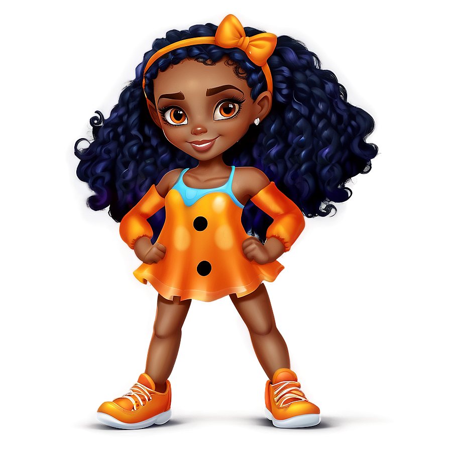 Black Girl Cartoon In Halloween Costume Png 96 PNG Image