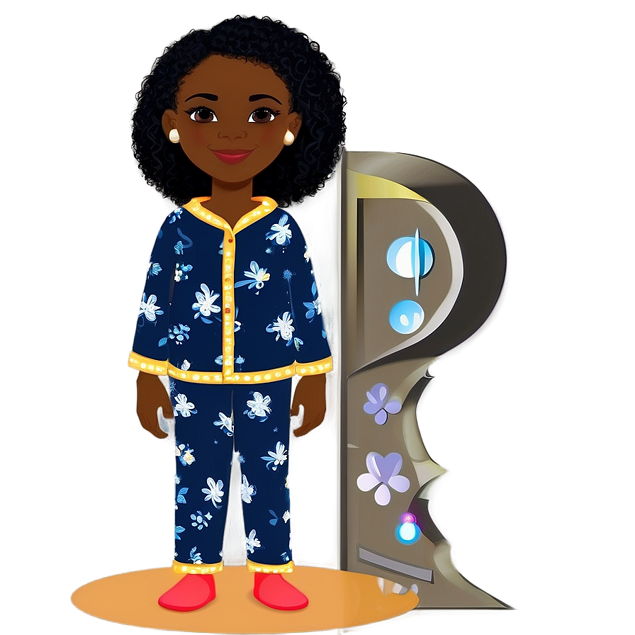 Black Girl Cartoon In Pajamas Png 06252024 PNG Image