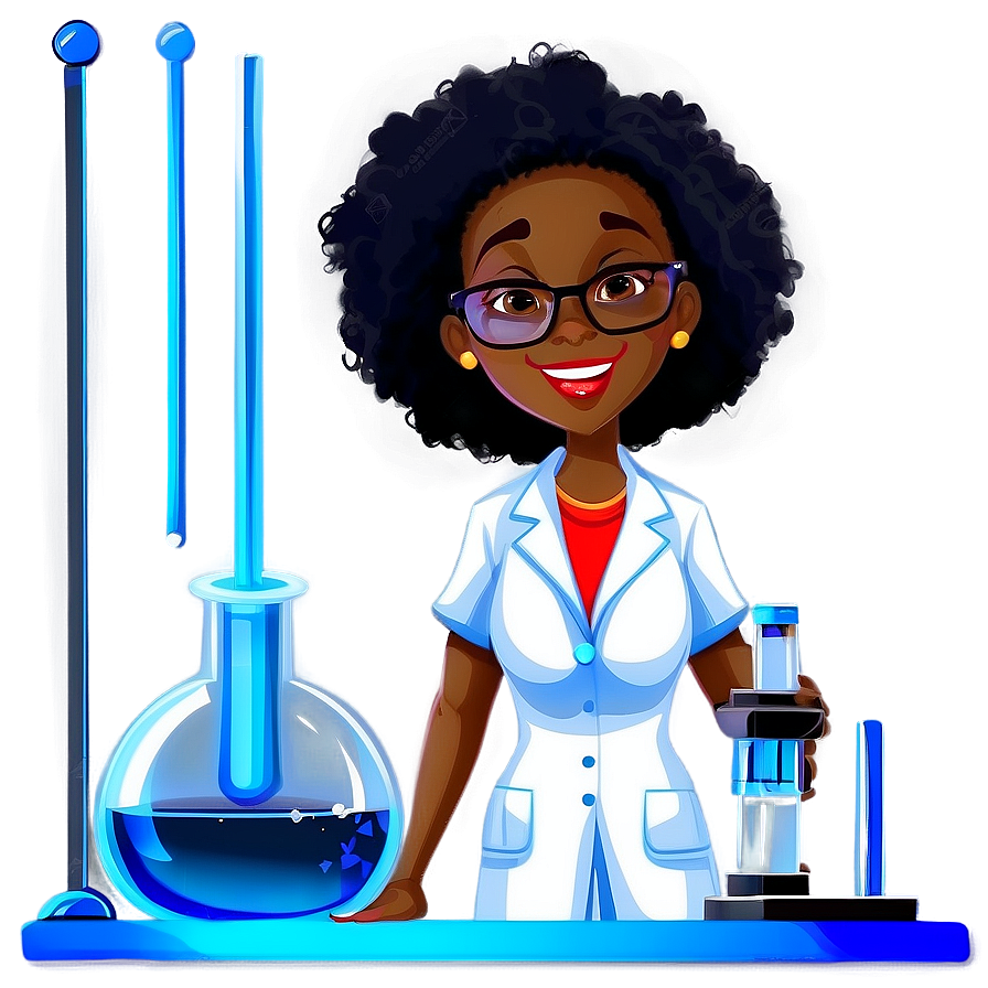 Black Girl Cartoon In Science Lab Png 06252024 PNG Image