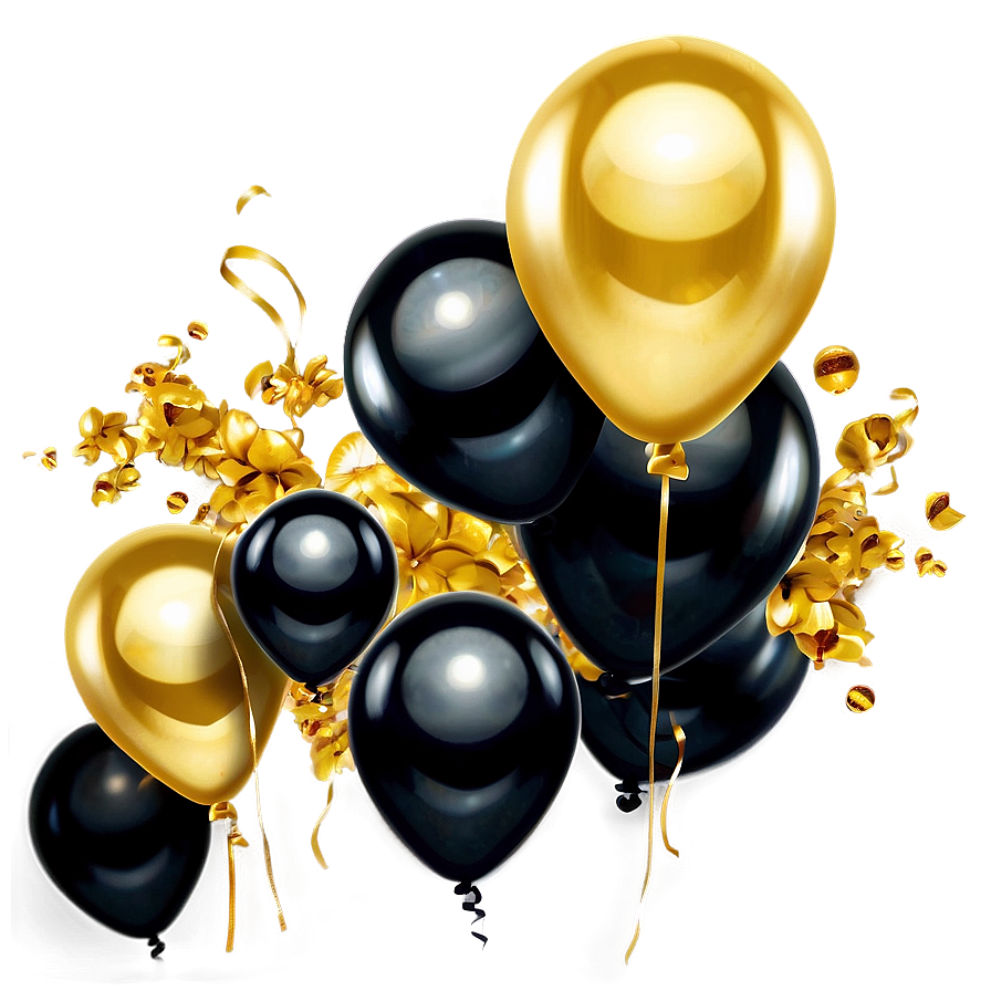 Black Gold Balloon Backdrop Png 11 PNG Image