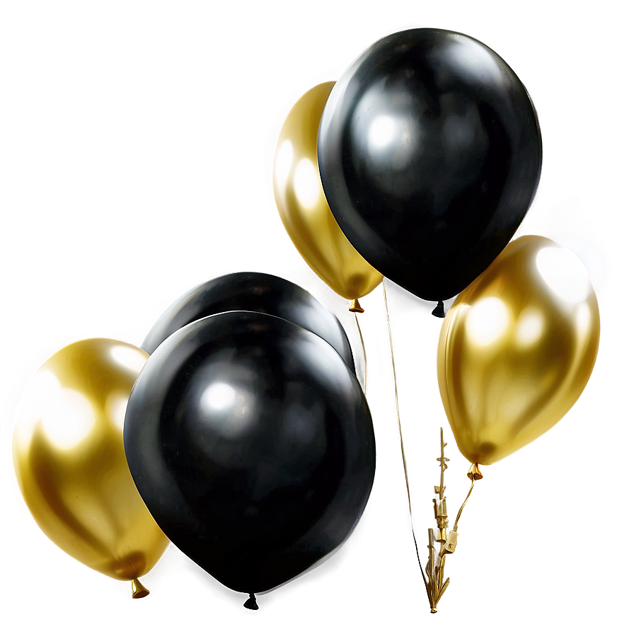 Black Gold Balloon Backdrop Png Xuf PNG Image