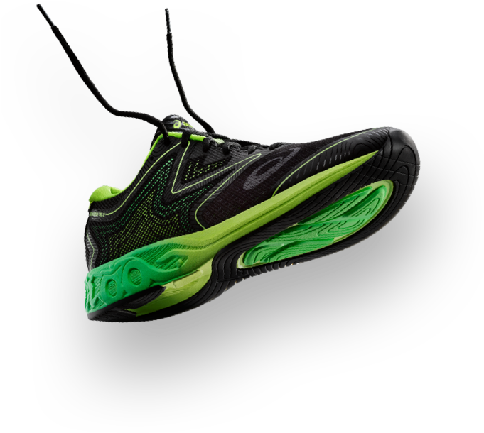 Black Green Running Shoe Side View PNG Image