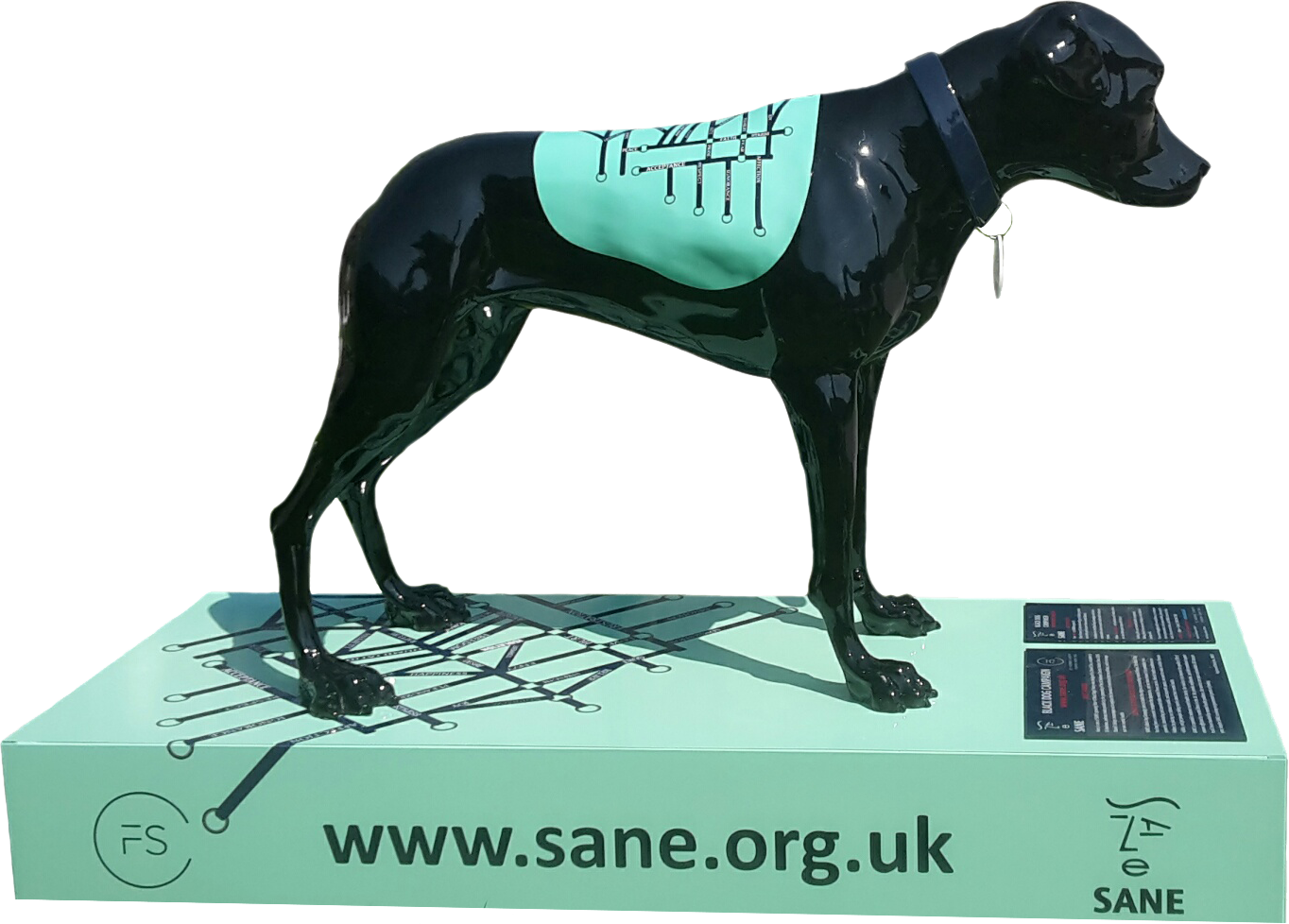 Black Greyhound Sculpture S A N E Charity PNG Image