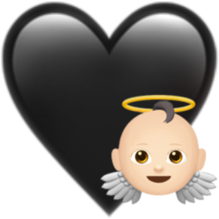 Black Heart Angel Emoji Overlay PNG Image