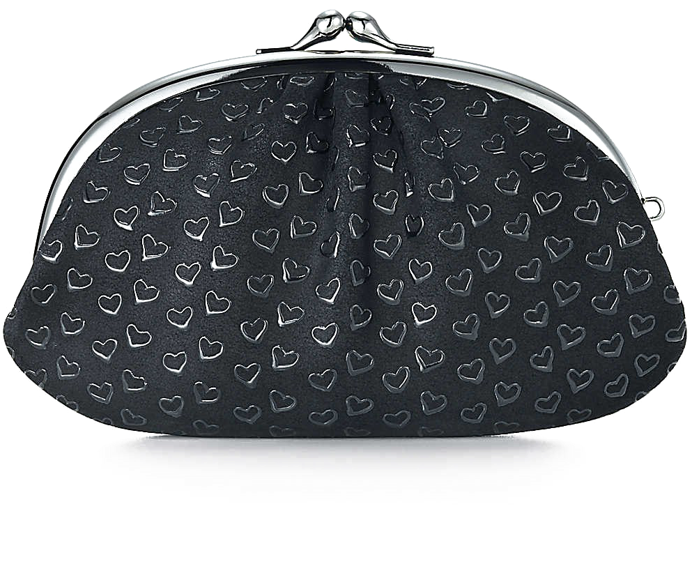 Black Heart Pattern Clasp Purse PNG Image