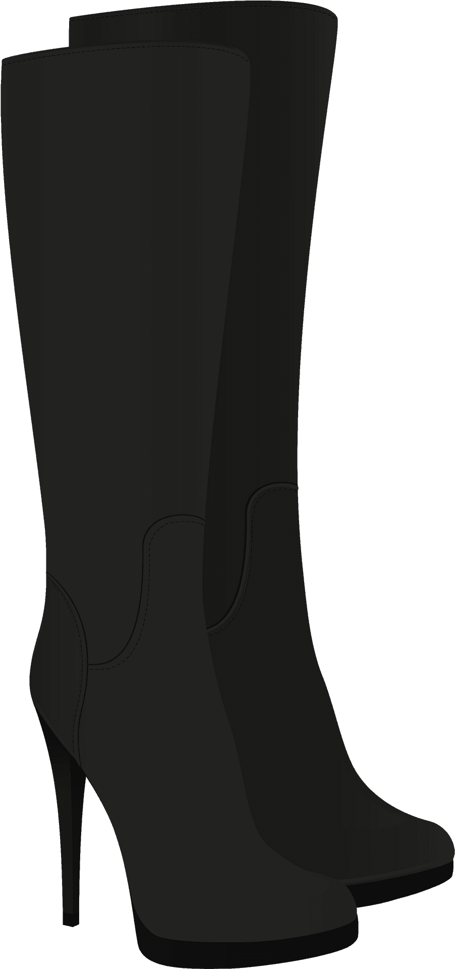 Black High Heel Boots PNG Image